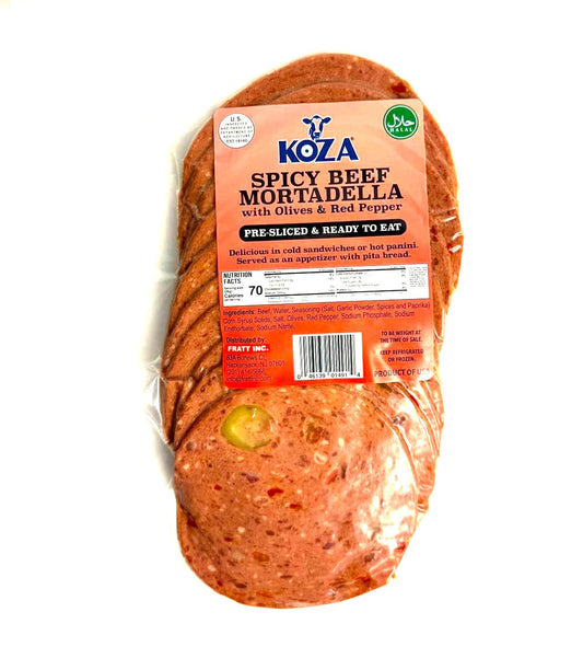A2 KOZA Beef Spicy Mortadella With Olives & Red Pepper Spicy Slice 1cs10Lb/16or17pcs