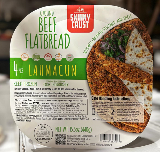 F- LAHMACUN SKINNY CRUST G. Beef FlatBread (MILD) 4pc [9pk/bx] - SC1005