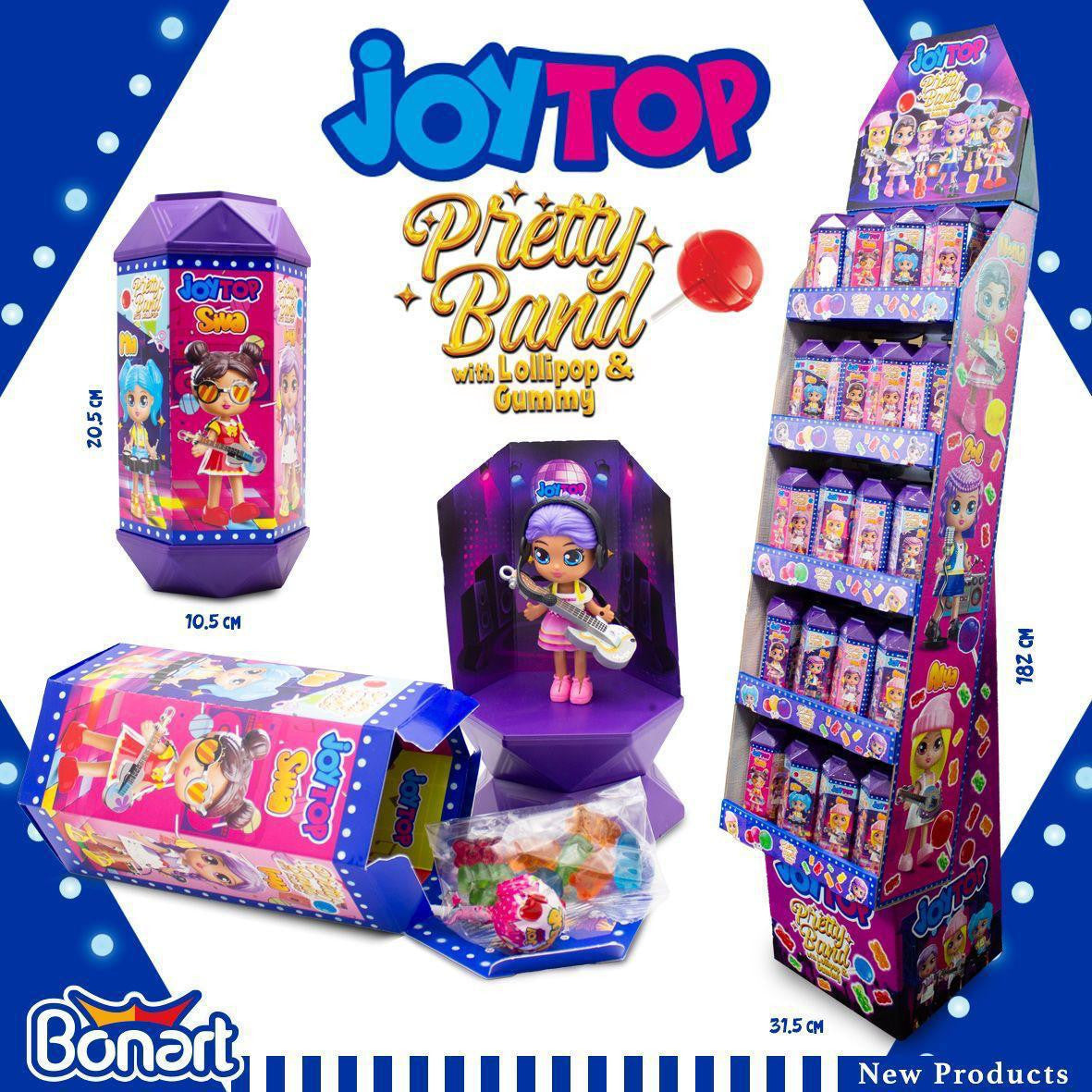 JOYTOP PRETTY BEND WITH SOUR LOLLIPOP AND GUMMIES | 1x 40 pcs 1.09 oz (31g) || Display - BSC05
