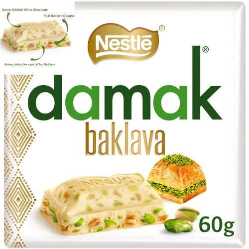 Nestle Damak Baklava White Chocolate Bar with Pistachio 60g  1cs/6pcs