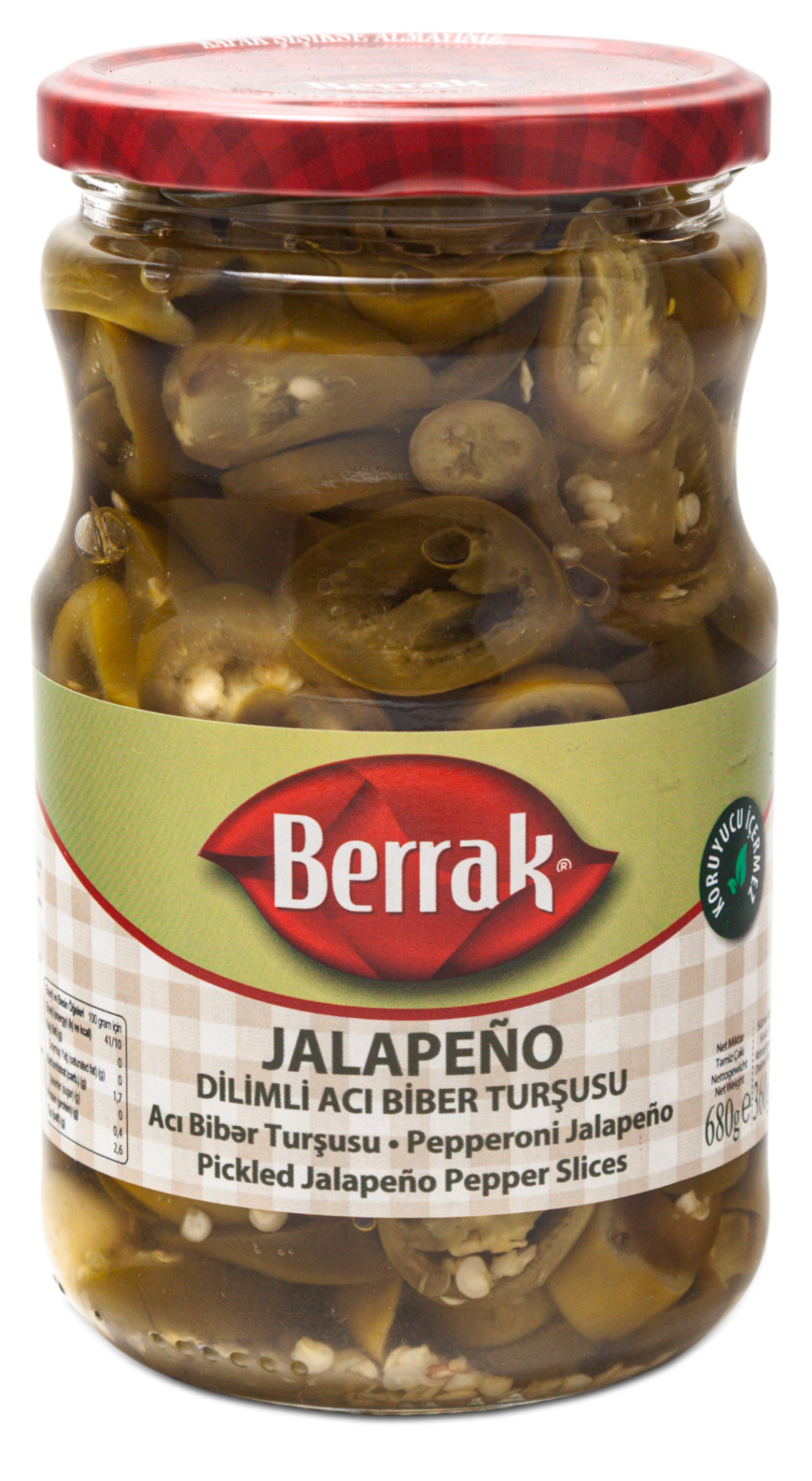 BERRAK Jalapeno Hot Pepper Pickles- 370ml 1cs/12pcs