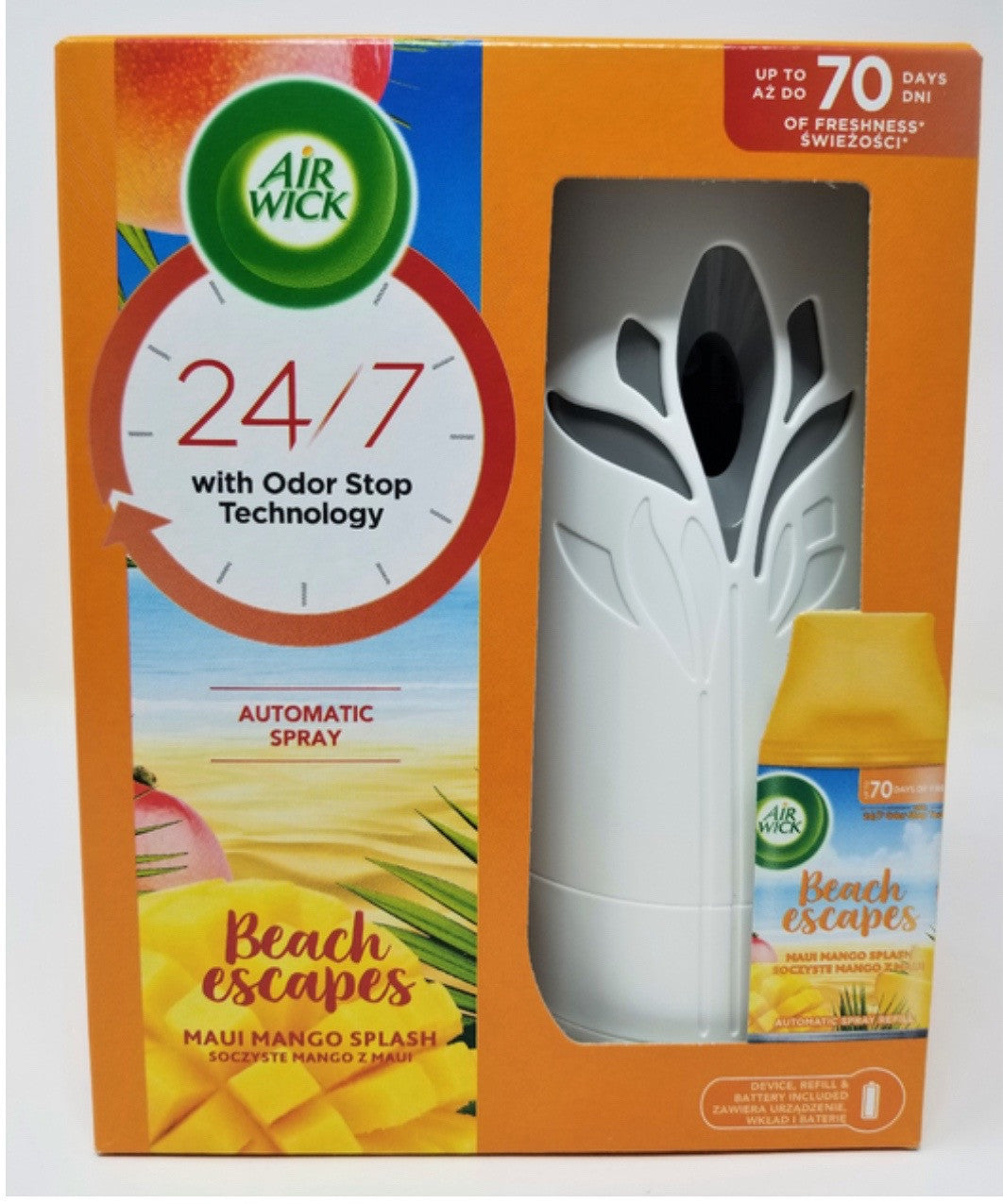 Air Wick / Freshmatic Machine + Refil/Beach Escapes Maui Mango/4/1/ct - AW02