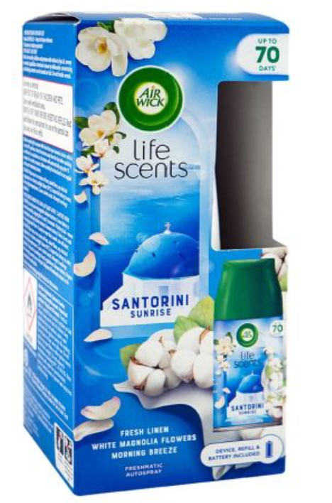 Air Wick/Freshmatic Machine W/Refill- Santorini Sunrise Fresh Linen With Magnola Flowers x 4pcs - AW27