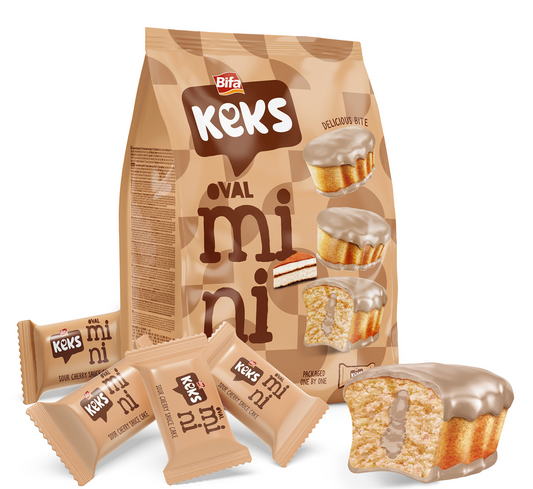 BIFA KEKS OVAL MINI TIRAMISU FLAVOURED COATED TIRAMISU FLAVOURED SAUCED FILLED 180GR x 16pcs - BIF02