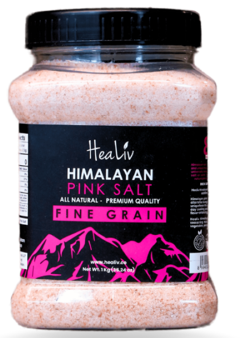 Himalayan Pink Salt Fine Grain Plastic Jar 1Kgx8/CS - HIMS1001