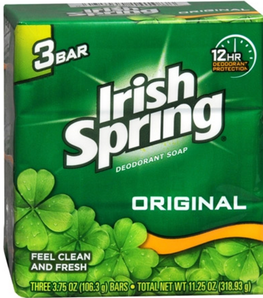 IRISH SPRING BAR SOAP ORIGINAL 3.75oz/3/18 - IR3PKO