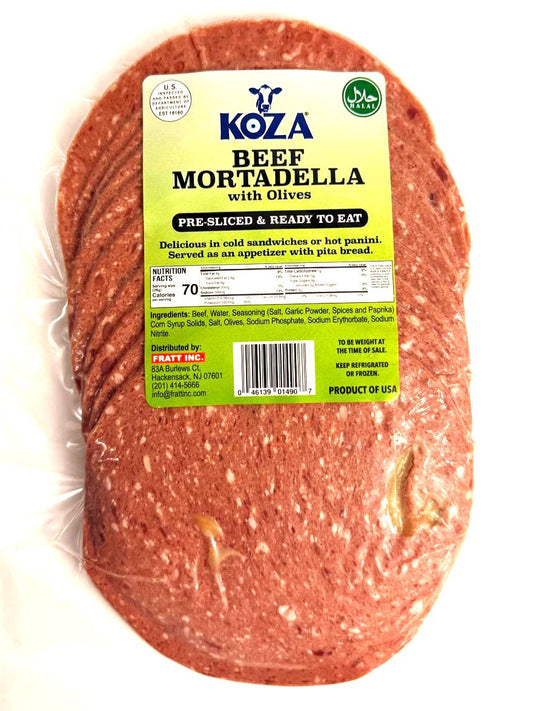 A2 KOZA Beef Mortadella With Olives Slice 1cs10Lb/16or17pcs
