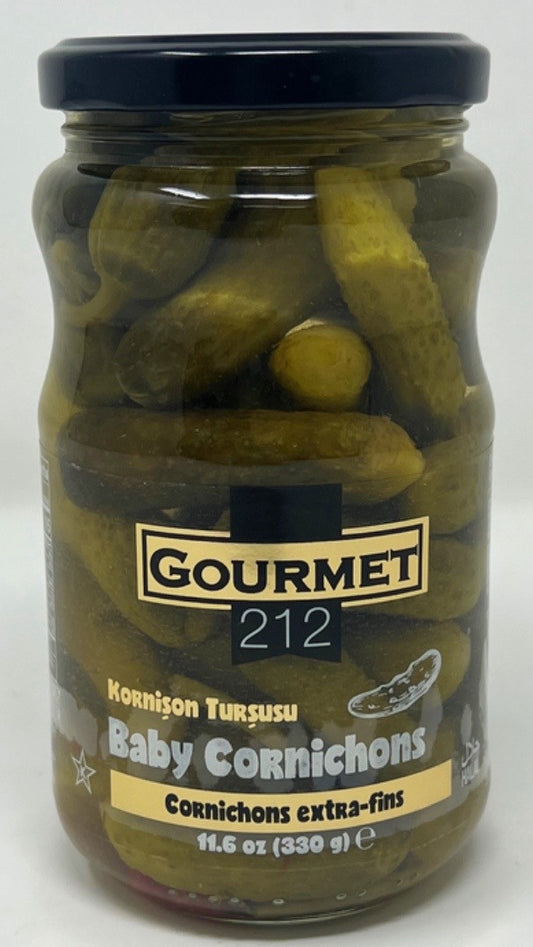 GURME212 BABY CORNICHON PICKLES 370cc JAR 12/CS - MM00608