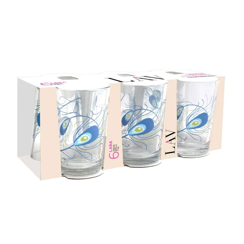 Lav Water Glass Decorated 205 Cc (7 Oz) 6 Pcs Set X 8 - 35199269