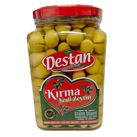 Destan Green Olives Cracked (Yesil Kirma) (L-M) 900Gr X 6