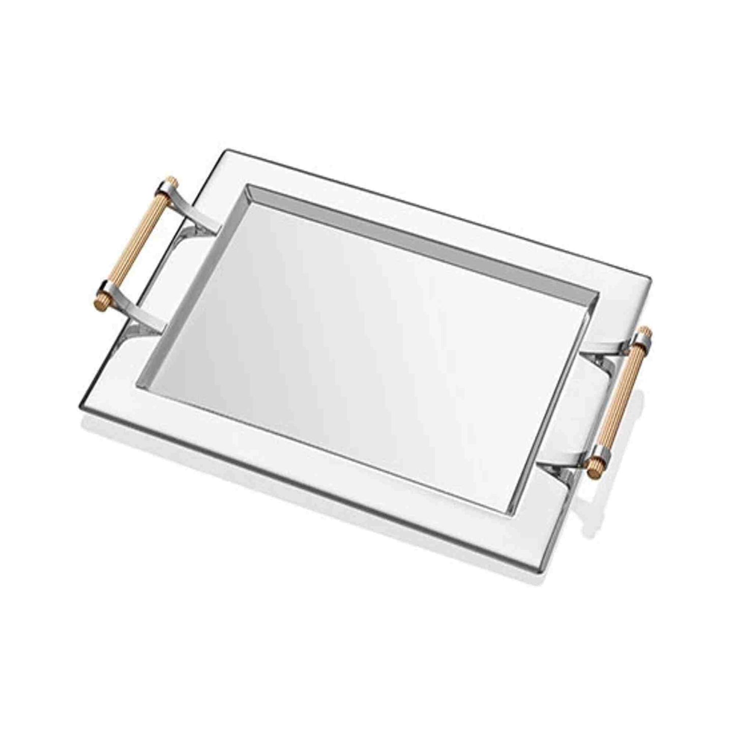 Hakan Krom Tray With Golden Colored Handle (35 X 45 Cm) X 6 - 35225108