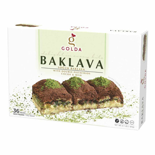 Golda Milk & Cocoa Cold Baklava W/ Double Pistachios 3.1Lb X 6 - 14208101