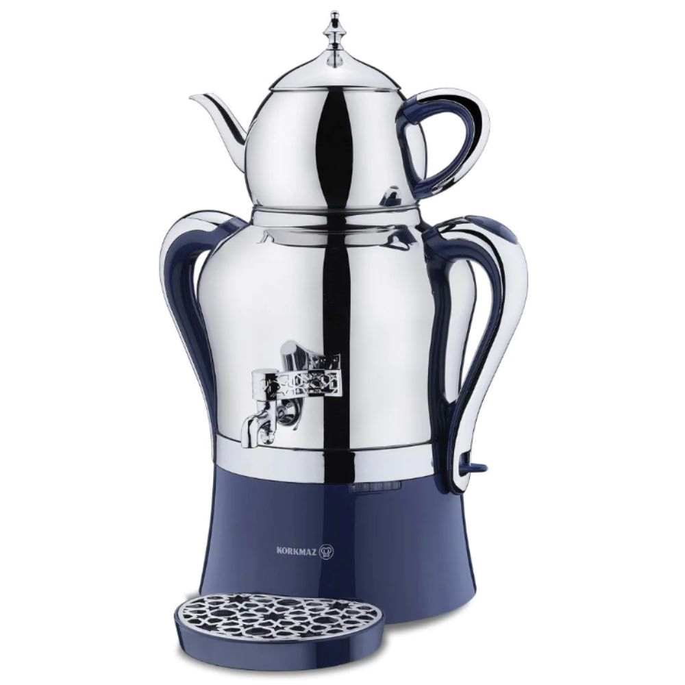 Korkmaz Hanedan Electrical Samovar 110 Volt Inox/Chrome 1.3 Lt - 3.5 Lt (44 - 118.4 Oz) X 2 - 35199236