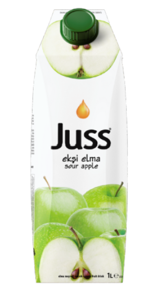 JUSS SOUR APPLE FRUIT DRINK 33.8 OZ (1000ML) X 12PCS (TETRA PACK) - JUS17