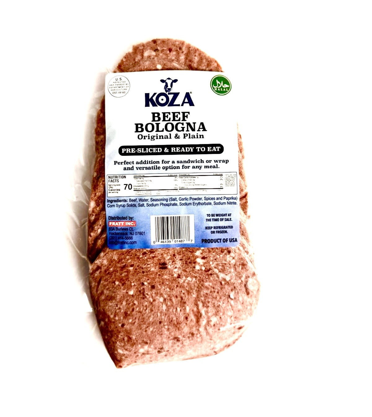 A2 KOZA Beef Bologna Original & Plain Slice 1cs10Lb/16or17pcs