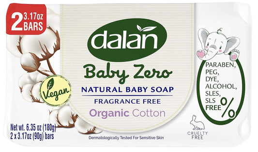 Dalan Baby Zero (Fragerence Free) Organic Cotton Bar Soap (2 x 90g) x 24 - DBZ01