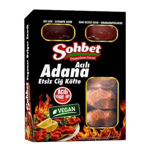 SOHBET VEGAN BULGUR SNACK HOT (ADANA ACILI CIG KOFTE) 340 GR X 8