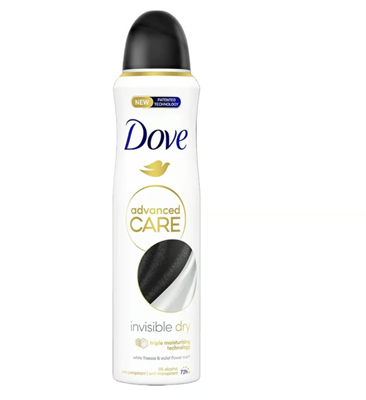 Dove Advanced Care Body Spray Invisible Dry 5.07 fl oz (150 ml) x 12 pcs