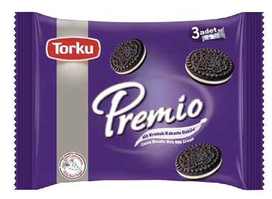 TORKU PREMIO COCOA BISCUITS WITH MILK CREAM / B.PREMIO BISKUVI 258GR X 8