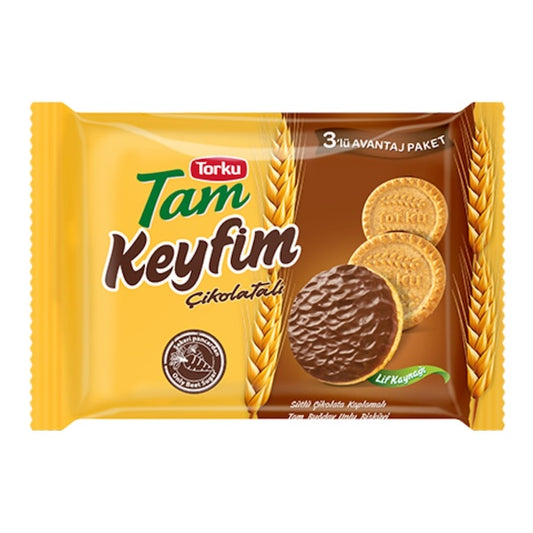 TORKU KEYFIM CHOCOLATE COATED BISCUIT (RUSEYMLI CIKOLATA) 3PCS X 84GR X 8