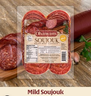 Ohanyans Halal Mild Soujouk - Sliced 8 Oz (227G) X 30 Pack