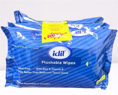 IDIL FLUSHABLE WIPES 48 CT 3 PACK X 12pcs