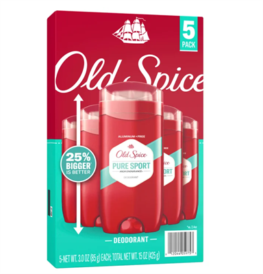 Old Spice Deodorant for Men, Pure Sport High Endurance, 3 oz x 5pcs