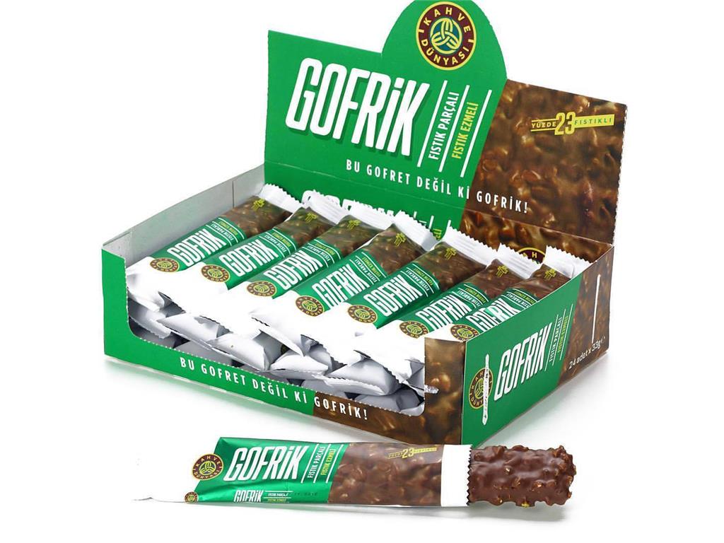 KAHVE DUNYASI GOFRIK MILK CHOCOLATE W. PISTACHIO 33GR X 24 - 13279