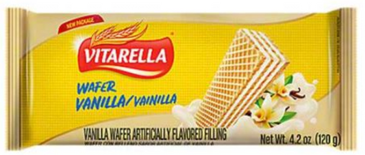 Vitarella Vanilla Wafers, 4.23 Oz x 24 /CS - VIT02