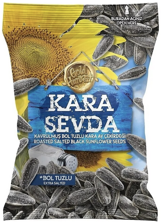 GOLD HARVEST  Kara Sevda Roasted Extra Salted Sunflower Seed/Bol Tuzlu Siyah  250g 1cs/14pcs