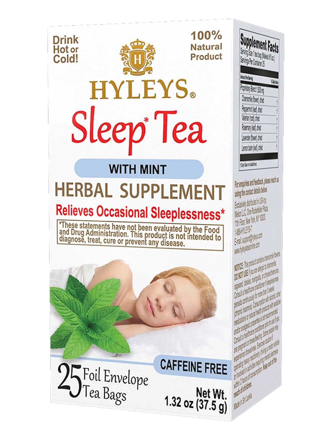 HYLEYS SLEEP TEA MINT 1.32oz X 25pc X 12/CS - HY42