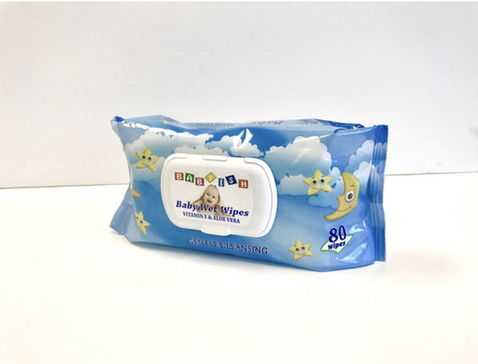 BABYISH WET TOWEL WIPES | 80CT 24/CS | BLUE - CC01