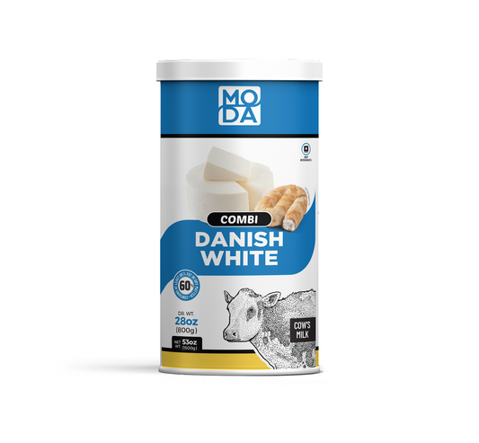 Moda Combi Danish White Cheese, Blue, 28oz (800g) x 6tin  - 680375