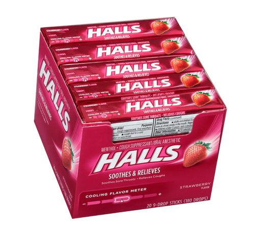 HALLS COUGH DROPS 9PCS x 20 || STRAWBERRY - HALL20S