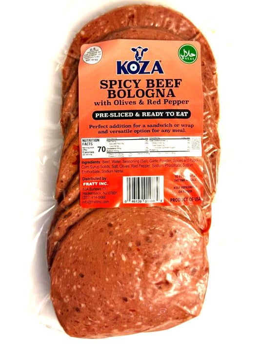 A2 KOZA Beef Bologna With Olives & Red Red Pepper Spicy Slice 1cs10Lb/16or17pcs