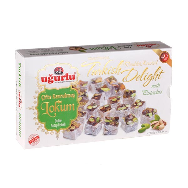 Ugurlu Cifte Kavrulmus Duble Antep Fistikli Lokum (Pudra Sekerli) 350g x 12 - 350