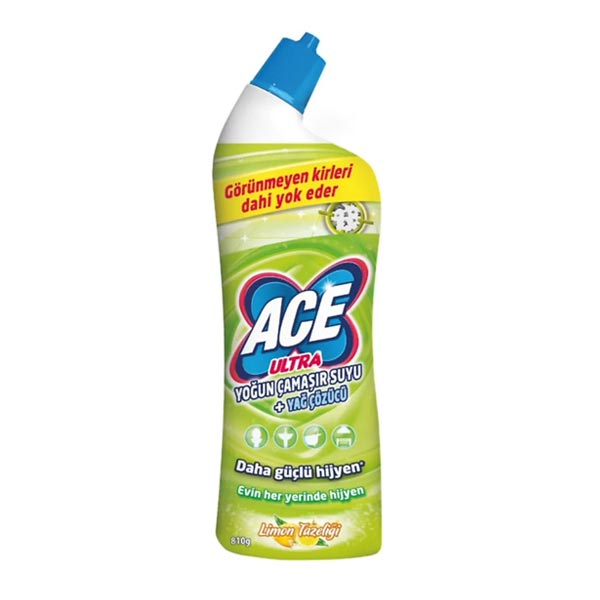 Ace Ultra Intensive Bleach and Grease Remover Lemon Freshness, 750ml x 12 - 970203